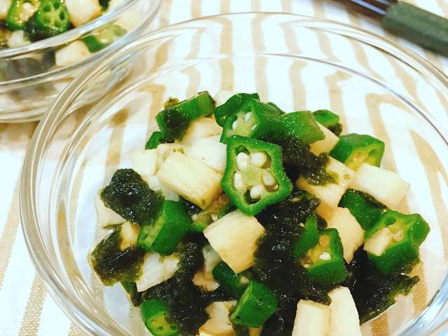 簡単作り置き!オクラと長芋の磯和え